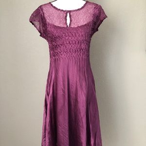Komarov Magenta Satin-finsh Midi Dress